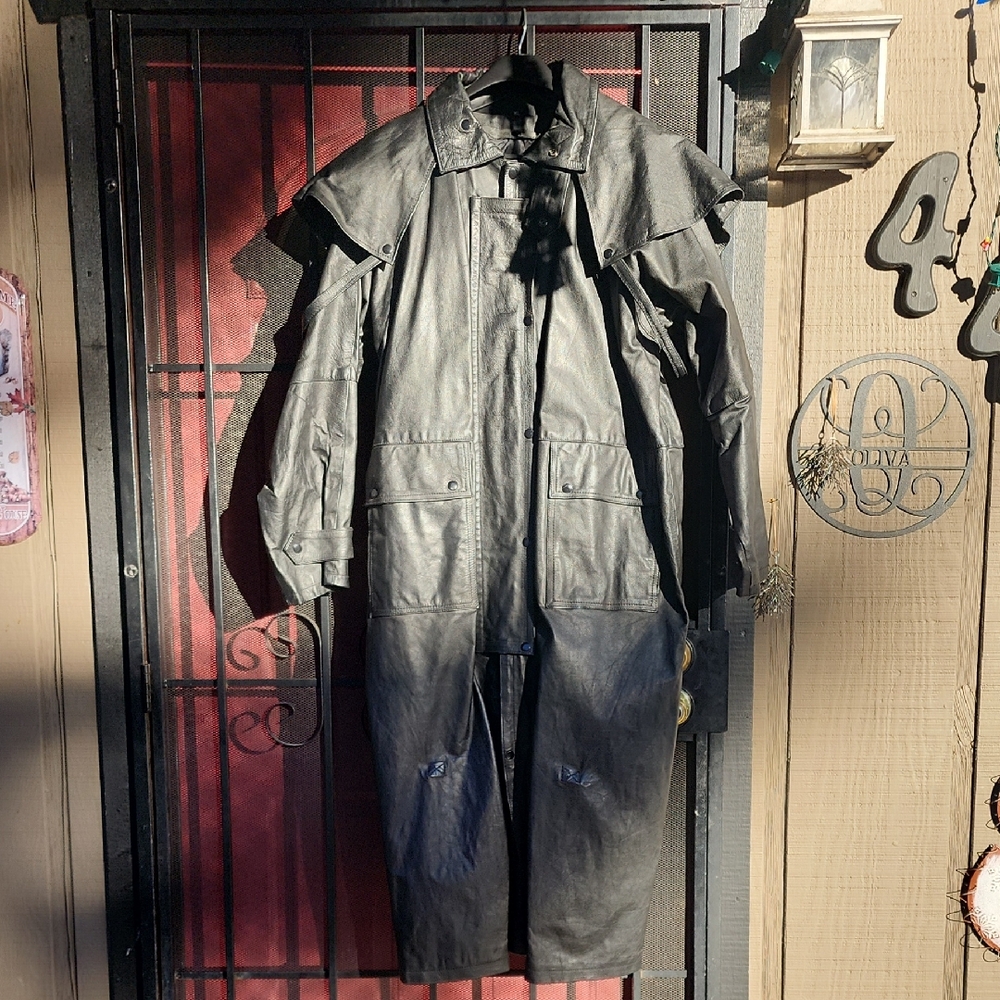 Men's Genuine Leather Trench Coat. Like New, Worn Twice.